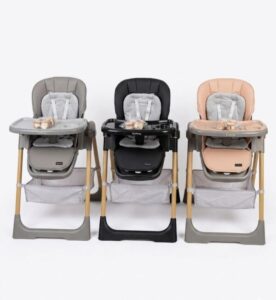 Chaise Haute Burbay 1-11 avec Pieds en Bois et Dossier Inclinable – Design Élégant et Confortable