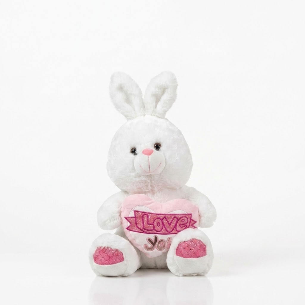 Peluche Lapin avec Cœur Love 60 cm – Grand Lapin Doux Cadeau Romantique