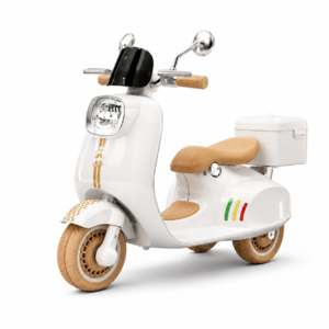 Scooter Électrique Enfant Style Vespa 12V Blanc – Avec MP3 et USB