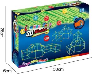 Luminous Tube 3D Blocks 128 Pièces – Kit de Construction Lumineux pour Enfants