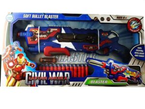 Pistolet Blaster Captain America Civil War avec Fléchettes en Mousse – Jouet Super-Héros