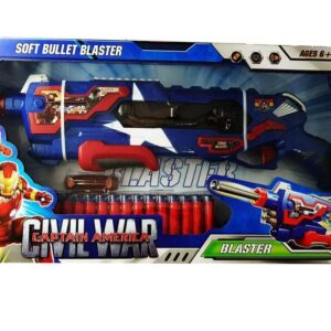 Pistolet Blaster Captain America Civil War avec Fléchettes en Mousse – Jouet Super-Héros