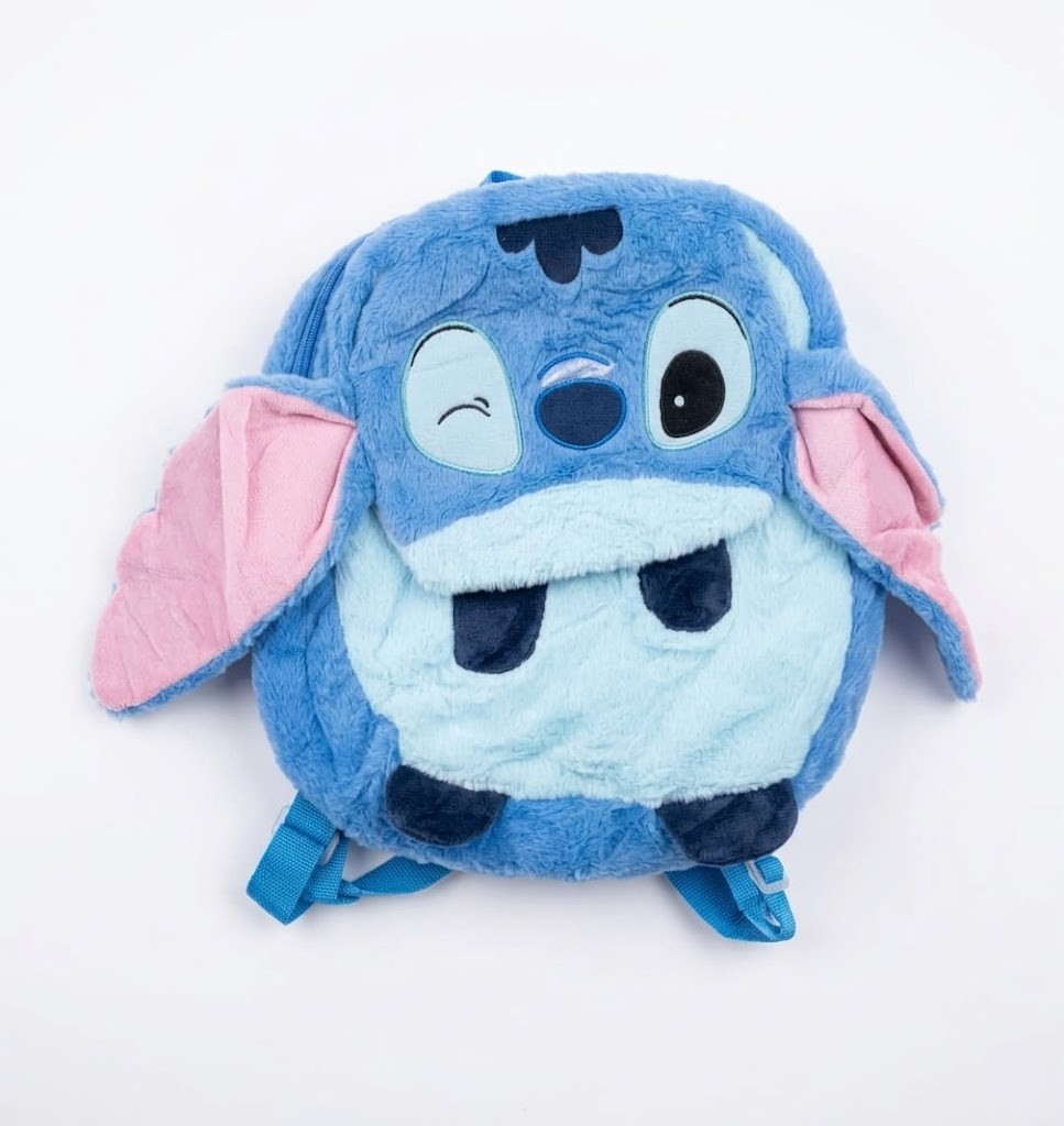 Sac à Dos Peluche Stitch Disney pour Enfant – Bleu Doux avec Bretelles Réglables