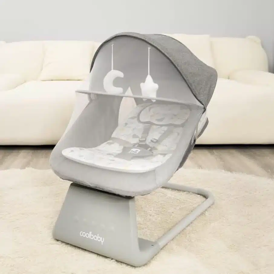 Balancelle Électrique Coolbaby 4 en 1 Deluxe Baby Swing – Bluetooth, Télécommande et Moustiquaire