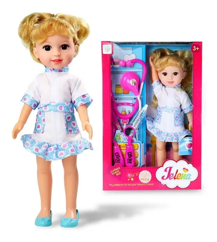 Poupée Docteur Jelena avec Accessoires Médicaux – Jeu d’Imitation pour Enfants