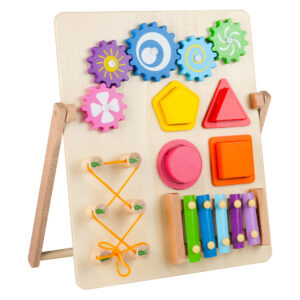 Tableau d’Activités Montessori en Bois avec Xylophone et Engrenages