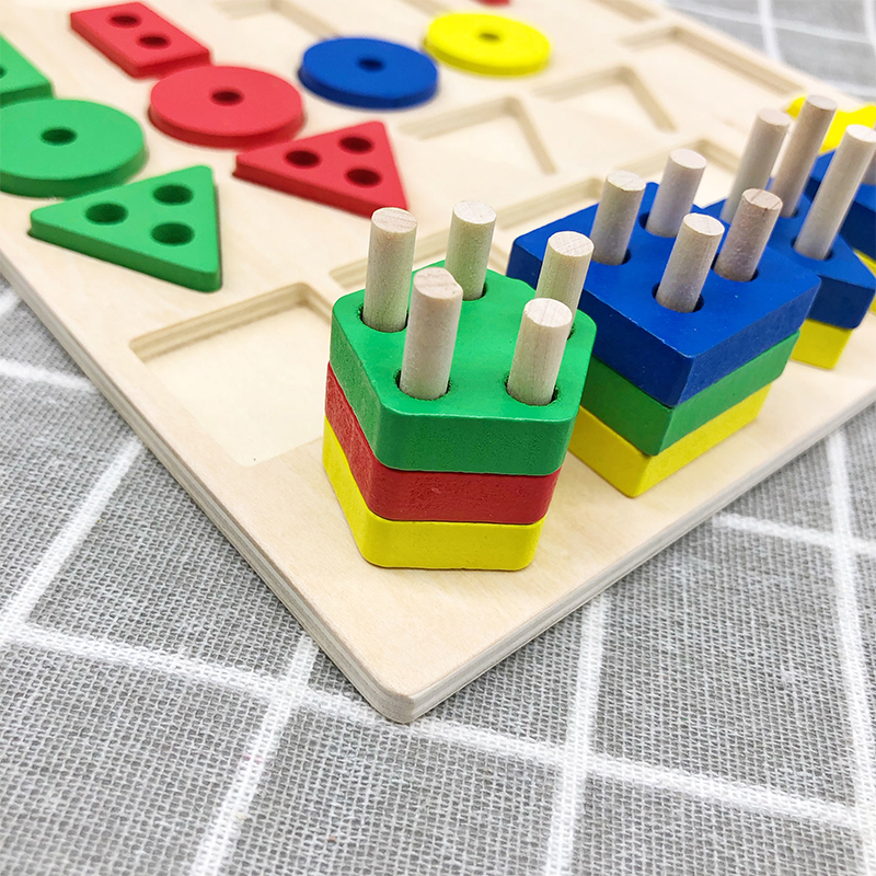 Jeu Éducatif en Bois – Formes Géométriques et Couleurs