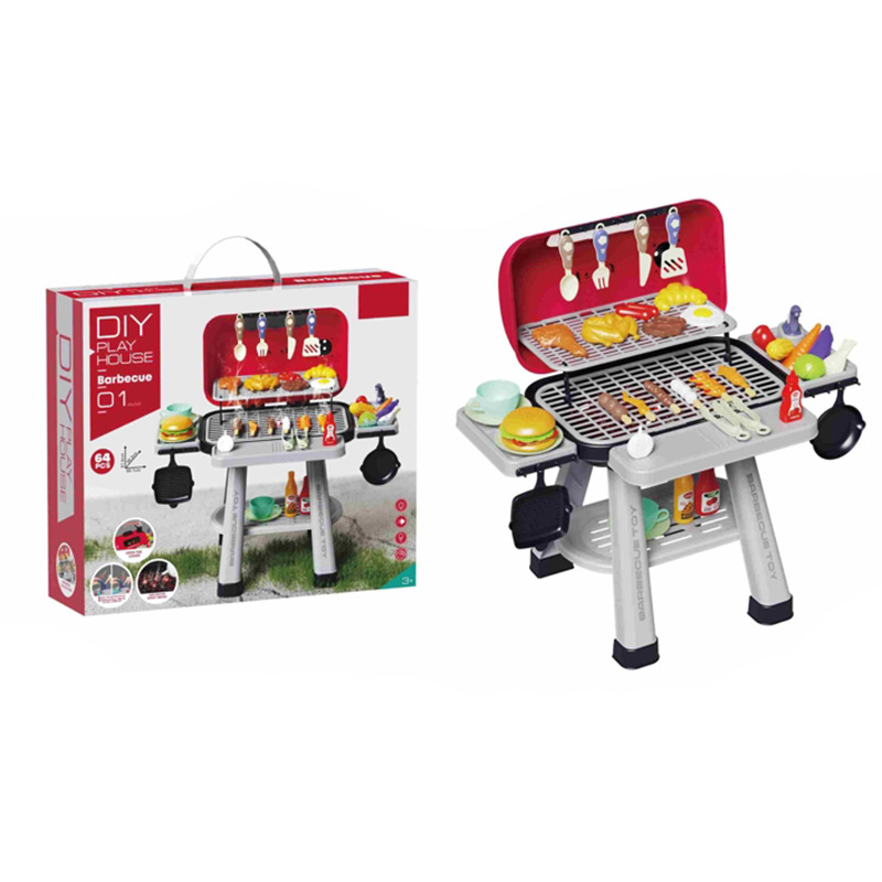 Barbecue Enfant DIY Play House 64 Pièces – Cuisine Interactive avec Lumière, Son et Brume