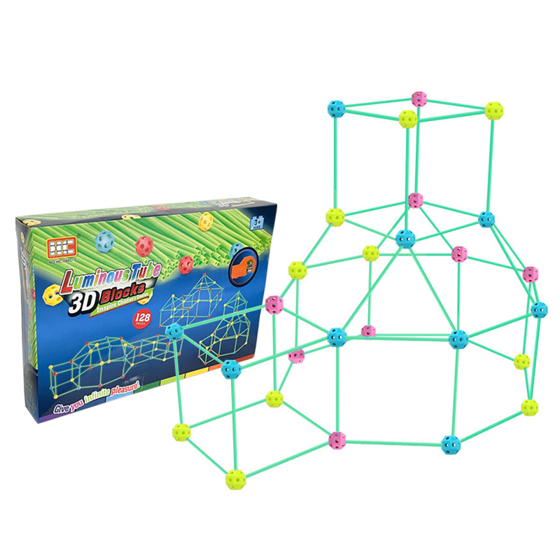 Luminous Tube 3D Blocks 128 Pièces – Kit de Construction Lumineux pour Enfants