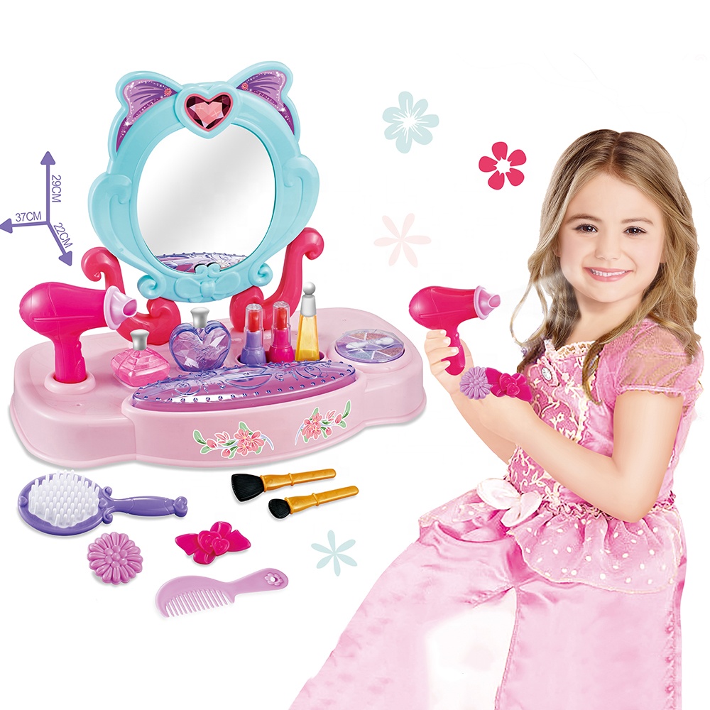 Coiffeuse Enfant Rose avec Miroir et Accessoires – Children's Ornament Dresser