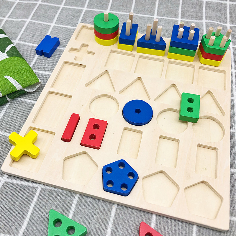 Jeu Éducatif en Bois – Formes Géométriques et Couleurs