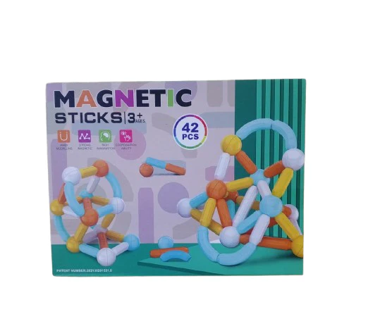 Jeu de Construction Magnétique 42 Pièces Éducatif pour Enfants