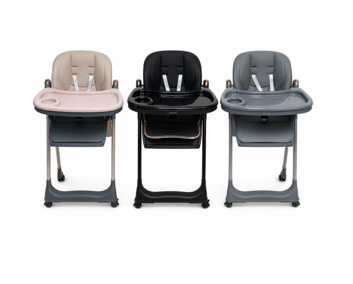 Chaise Haute Burbay AG554 Pliable et Réglable – Avec Plateau Amovible et Harnais de Sécurité
