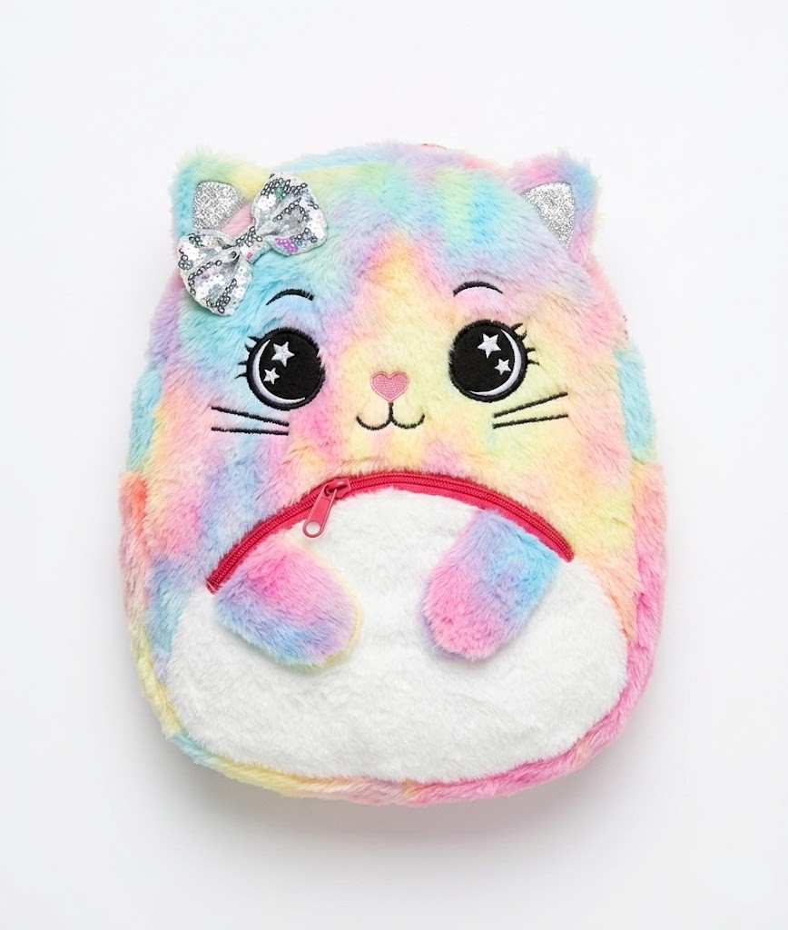 Sac à Dos Peluche Chat Kawaii pour Enfant – Doux, Coloré et Confortable