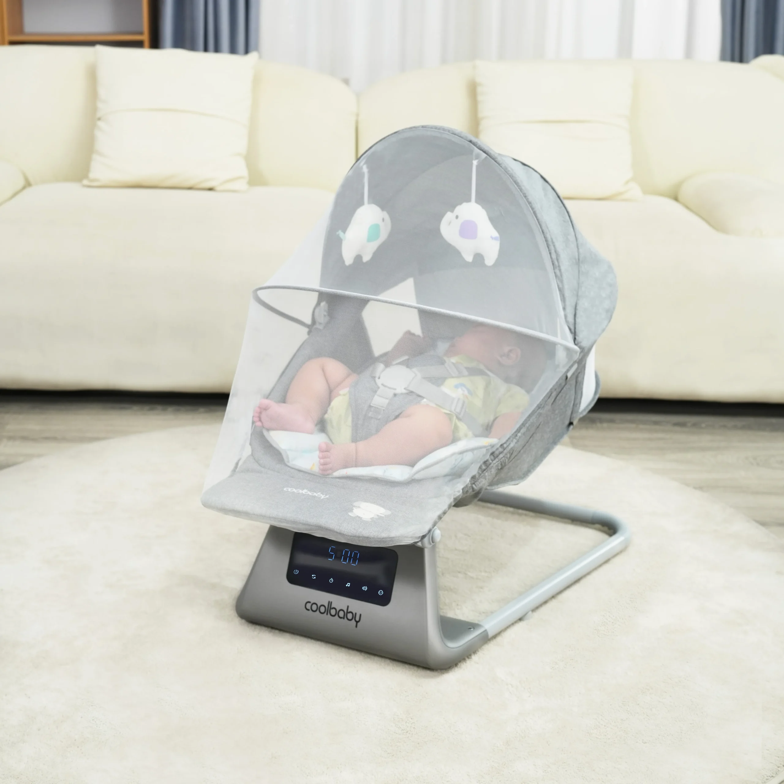Balancelle Électrique Cool Baby 4 en 1 Deluxe Baby Swing Pro – Avec Moustiquaire et Jouets Suspendus