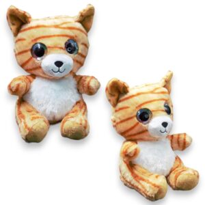 Peluche Chat Tigré aux Grands Yeux Brillants – Peluche Douce Style Beanie Boos