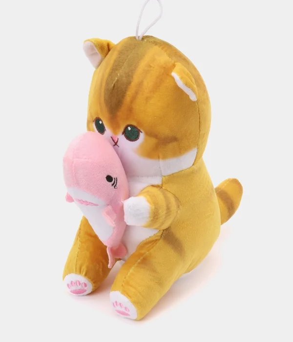 Peluche Mofusand Chat en Costume de Requin Rose – Peluche Kawaii Douce