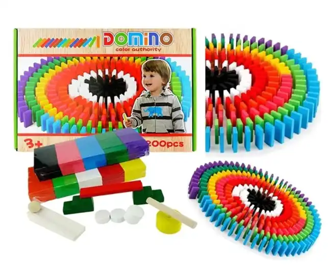 Domino Color Authority 200 Pièces - Jeu de Construction et Réaction en Chaîne
