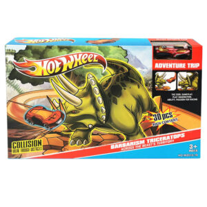 Circuit Hot Wheels Barbarism Triceratops 30 Pièces – Piste de Course avec Dinosaure