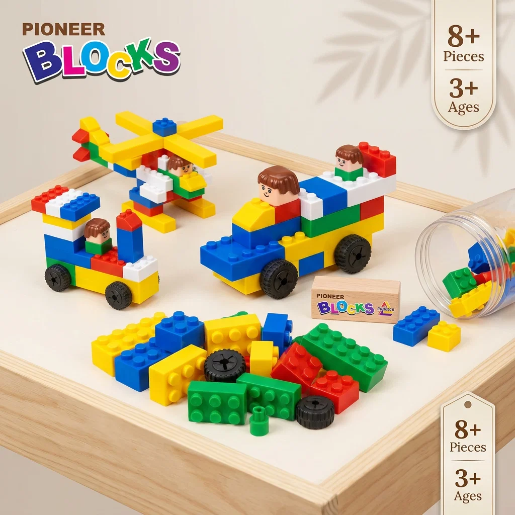 Pioneer Blocks 68 Pièces Jeu de Construction Véhicules pour Enfants