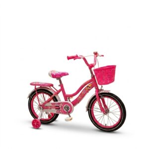 Vélo Enfant Fille Rose avec Panier – Roues Stabilisatrices Incluses | N16