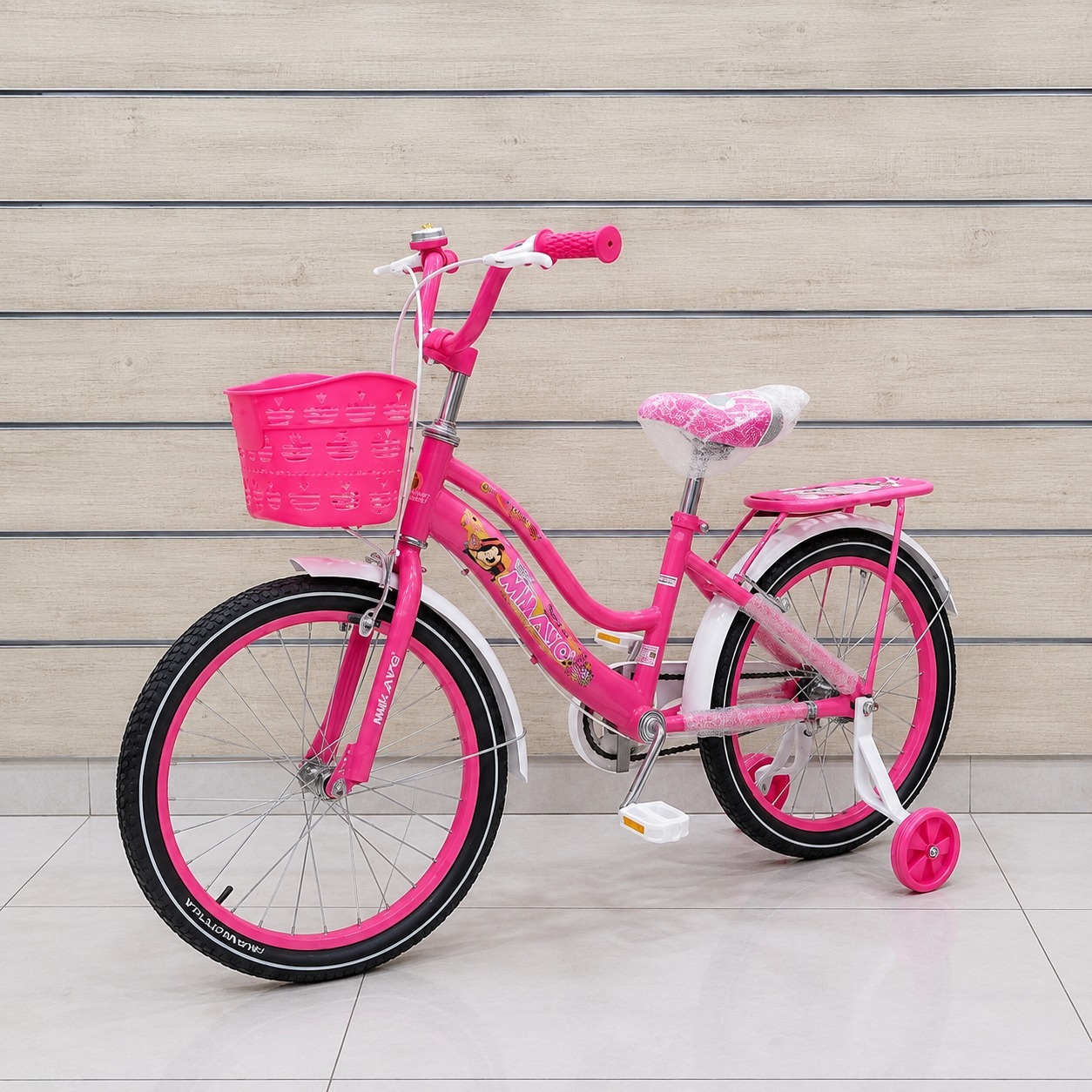 Vélo Enfant Fille avec Panier Rose – Roues Stabilisatrices Incluses | AN20
