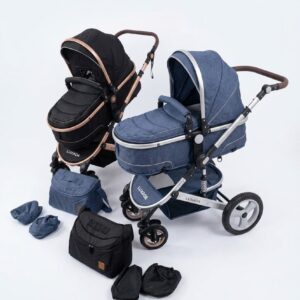 Poussette Bébé 2 en 1 – Bleu ou Noir | 518