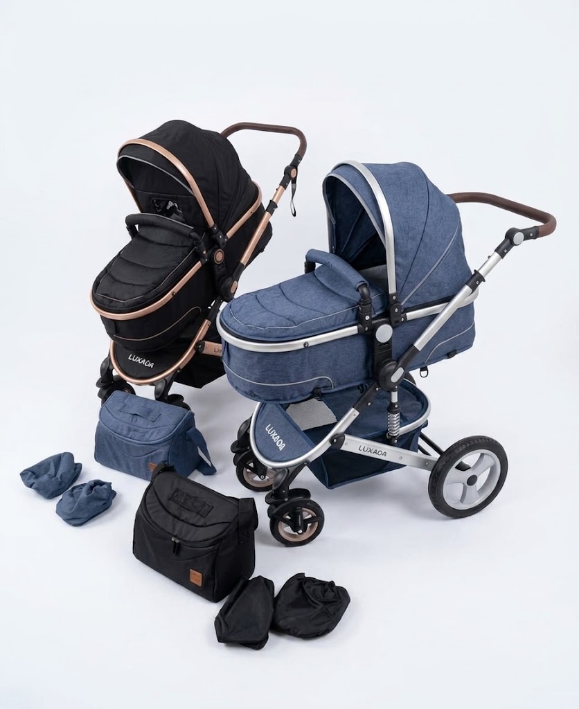 Poussette Bébé 2 en 1 – Bleu ou Noir | 518