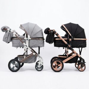 Poussette Bébé 2 en 1 – Gris ou Noir | 518