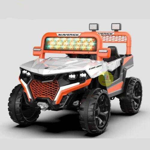 Voiture Électrique Enfant 12V Orange et Blanc – Véhicule Tout-Terrain 4x4