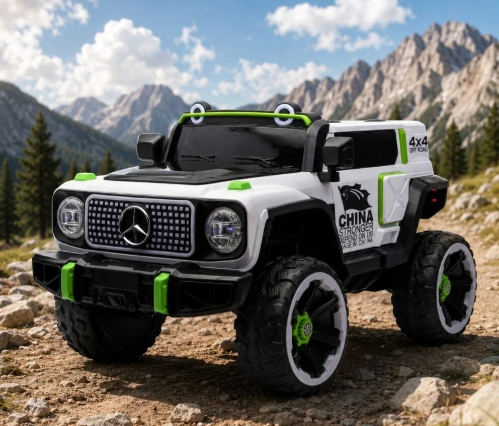 Voiture Électrique Enfant Blanche et Verte – Voiture 4x4 Électrique