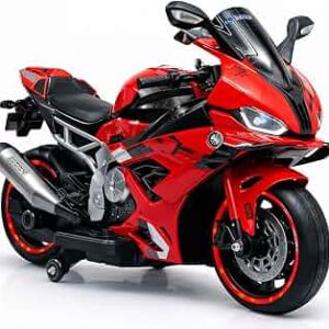 Moto Électrique Enfant Rouge – Moto Racing avec Roues Stabiliser