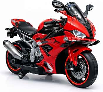 Moto Électrique Enfant Rouge – Moto Racing avec Roues Stabiliser