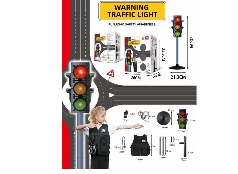 Jeu Éducatif Sécurité Routière CXL – Kit Policier avec Feu Tricolore Lumineux