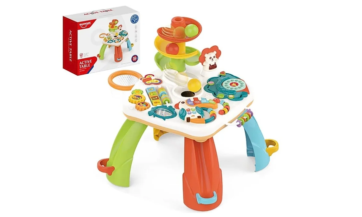 Table d’Activités Bébé Huanger Musicale  – Jouet d’Éveil Montessori avec Piano et Balle